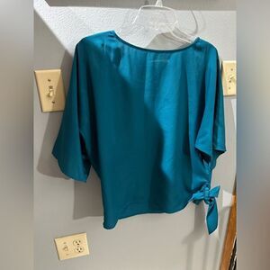 Michael Michael Kors Dark Teal Side Tie Blouse Size Small